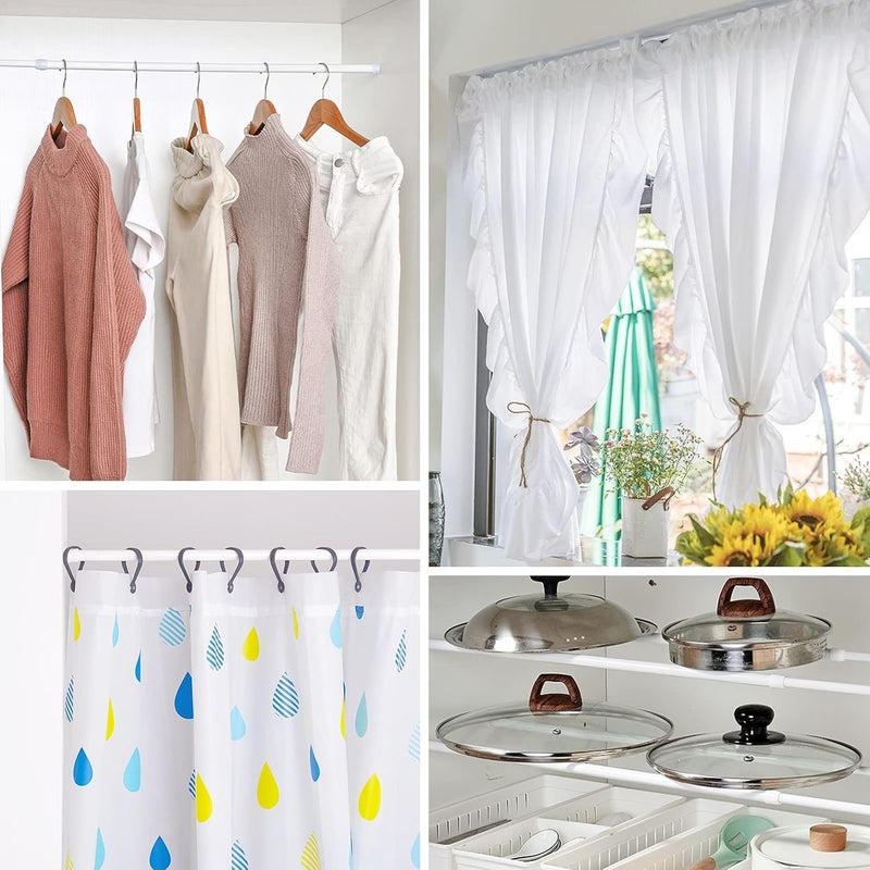 OEH Upgrade Tension Rod, Tension Rods, No Drilling Rustproof Tension curtain rod, Spring Adjustable Tension Rods for Window, Bathroom, Closet, Kitchen, Doorway, 0.9" Diameter (28"to 48"-4PCS) - Image 2
